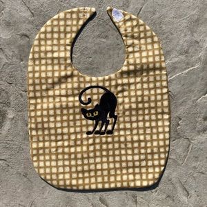 Handmade, embroidered Halloween cat baby bib New